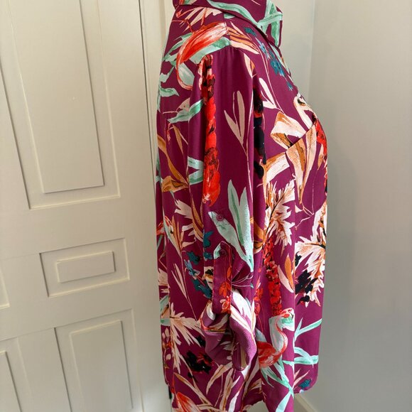 Express Button Front Tunic with Convertible Sleeves, Size L - Picture 6 of 11